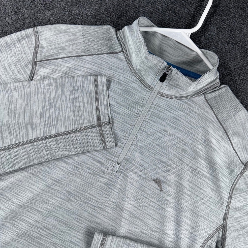 Tommy Bahama Pullover Mens S Small Grey IslandZone Quarter Zip Performance Top